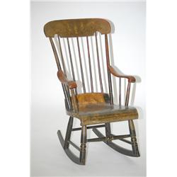 CHILDS PAINTED BOSTON ROCKER - SMALL 19TH CENT. CHILDS ROCKI