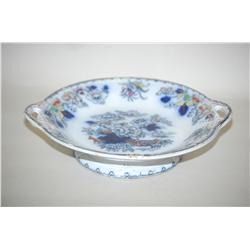 19TH CENT. FLOW BLUE COMPOTE - 10 1/2" FLOW BLUE AVA PATTERN