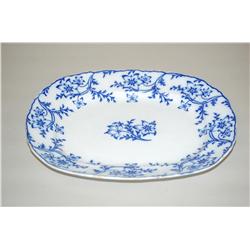 15 1/2" FLOW BLUE PLATTER - VICTORIAN ANEMONE PATTERN FLOW B