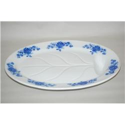 22" FLOW BLUE WELL & TREE PLATTER - 19TH CENT. FLOW BLUE IRO