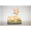 Image 1 : 19TH CENT. CHALKWARE DEER FIGURINE - MOLDED CHALKWARE RECUMB