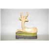 Image 2 : 19TH CENT. CHALKWARE DEER FIGURINE - MOLDED CHALKWARE RECUMB
