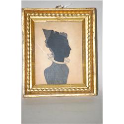 19TH CENT. CUT PAPER & WATERCOLOR SILHOUETTE-CUT PAPER SILHO