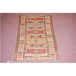 19TH CENT. PERSIAN CARPET - TRIBAL CAUCASIAN LONG RUG W/ 5 M