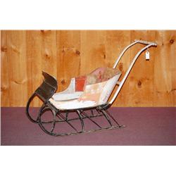 19TH CENT. PAINTED WOODEN PUSH SLEIGH