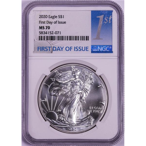 2020 $1 American Silver Eagle Coin NGC MS70 First Day of Issue