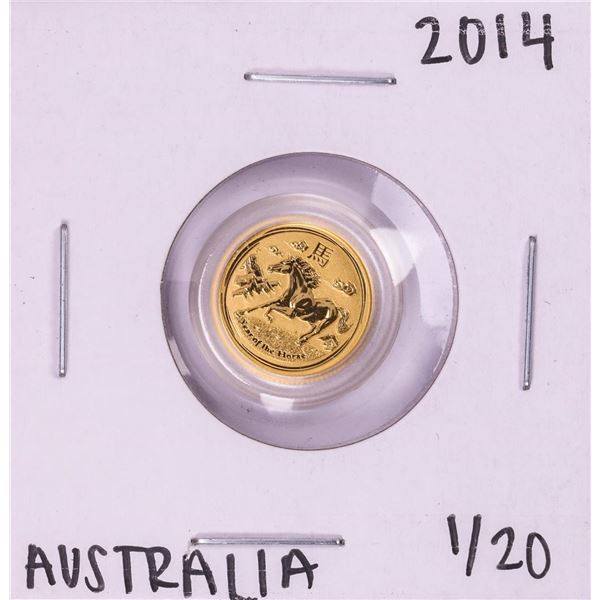 2014 Australia $5 Lunar Year of the Horse 1/20 Oz Gold Coin