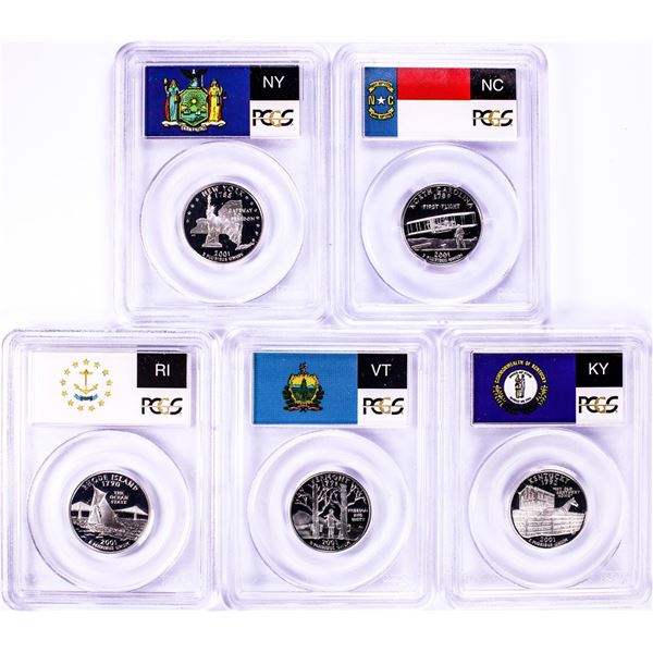 2001-S Silver Proof State Quarter (5) Coin Set PCGS PR69DCAM
