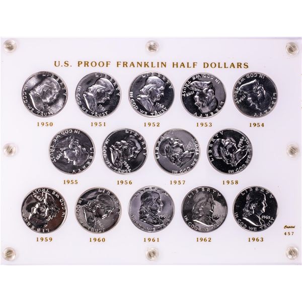 1950-1963 Proof Franklin Half Dollar Coin Set in Capitol Plastic