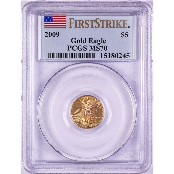 2009 $5 American Gold Eagle Coin PCGS MS70 First Strike