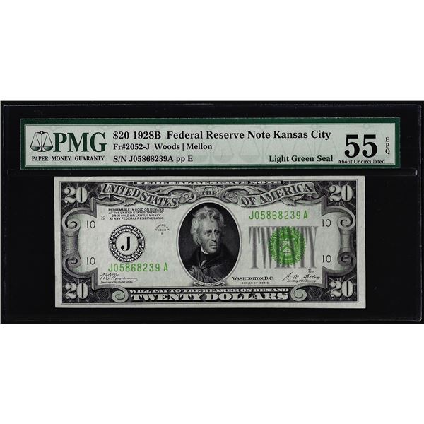 1928B $20 Federal Reserve Note Kansas City Fr.2052-J PMG Choice About Unc. 55EPQ LGS