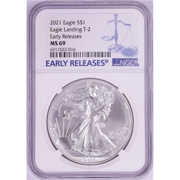 2021 Type 2 $1 American Silver Eagle Coin NGC MS69 Early Releases