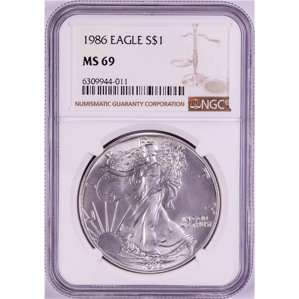 1986 $1 American Silver Eagle Coin NGC MS69