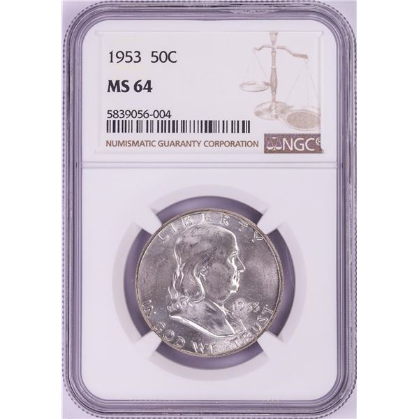 1953 Franklin Half Dollar Coin NGC MS64