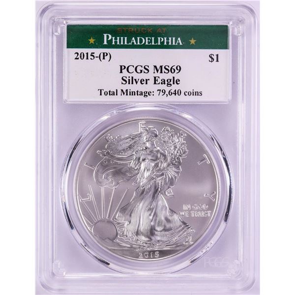 2015-(P) $1 American Silver Eagle Coin PCGS MS69 Struck at Philadelphia