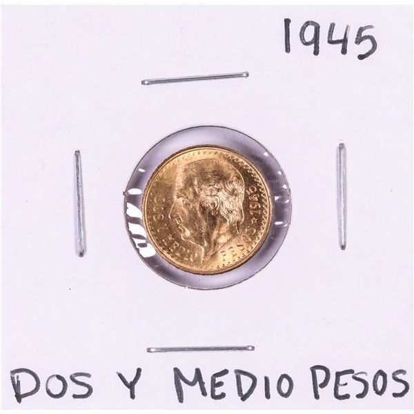 1945 Mexico Dos Y Medio Pesos Gold Coin