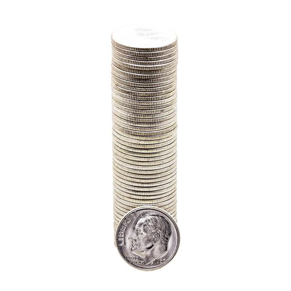 Roll of (50) Brilliant Uncirculated 1960 Roosevelt Dime Coins