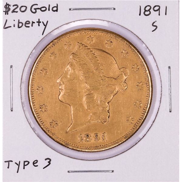 1891-S $20 Liberty Head Double Eagle Gold Coin