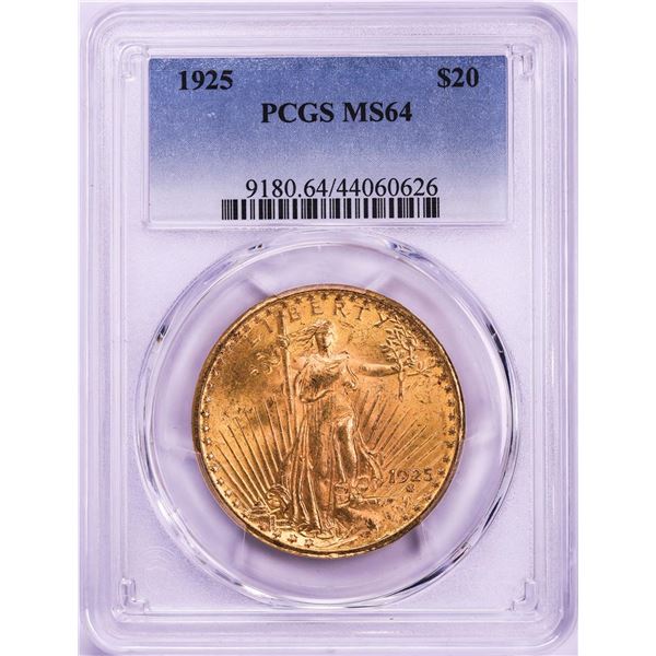 1925 $20 St. Gaudens Double Eagle Gold Coin PCGS MS64