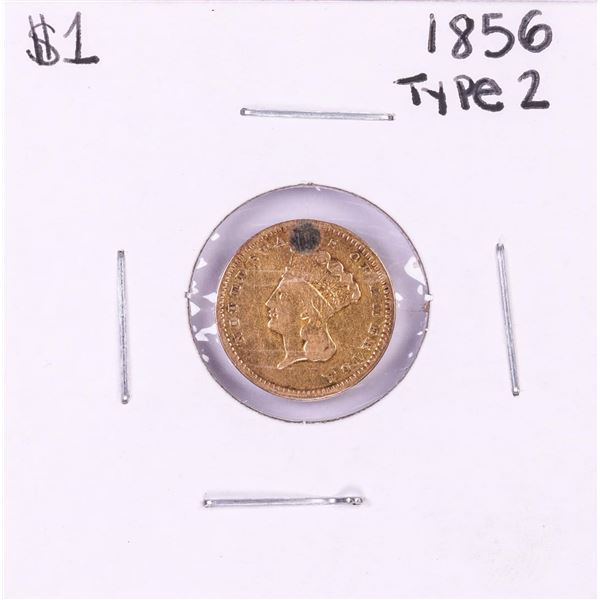 1856 Type 2 $1 Indian Princess Head Gold Dollar Coin with Filled with Hole
