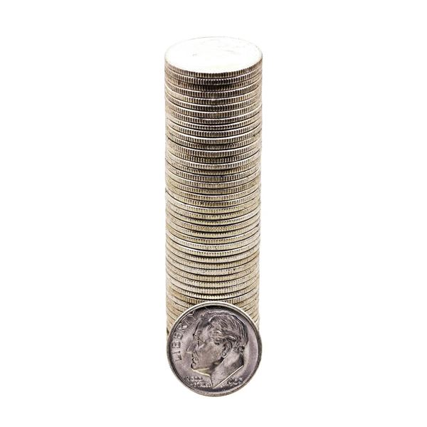 Roll of (50) Brilliant Uncirculated 1960 Roosevelt Dime Coins