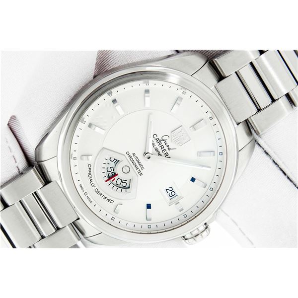 TAG Heuer Mens Stainless Steel Silver Dial Grand Carrera 40mm Chronograph Wristwatch