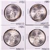 Image 1 : Lot of (4) 1980 Mexico Onza Silver Coins