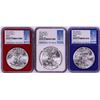 Image 1 : Lot of 2021 Type 1 $1 American Silver Eagle Coins NGC MS69 FDOI Red/White/Blue Core