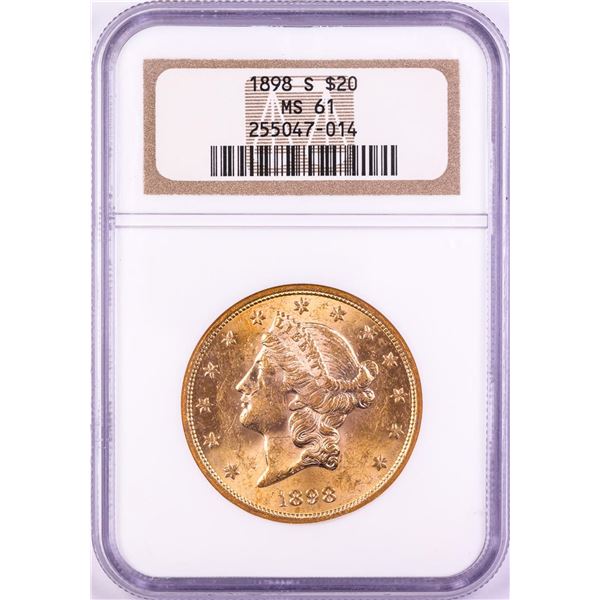 1898-S $20 Liberty Head Double Eagle Gold Coin NGC MS61