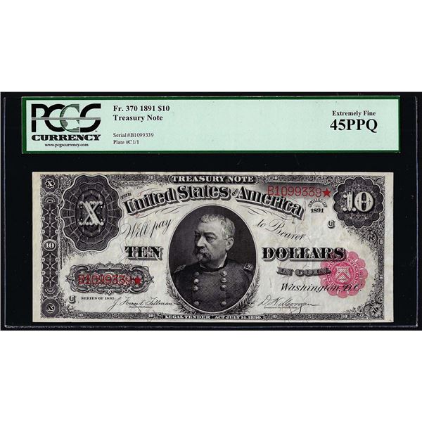 1891 $10 Treasury Note Fr.370 PCGS Extremely Fine 45PPQ