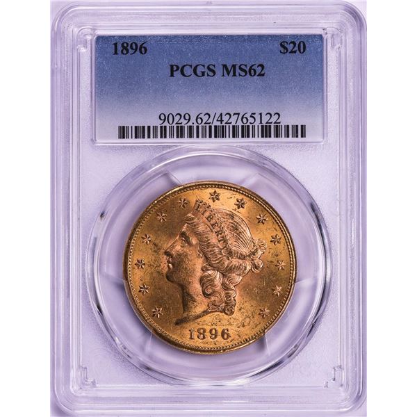 1896 $20 Liberty Head Double Eagle Gold Coin PCGS MS62