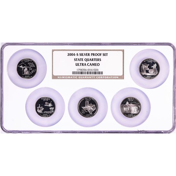 2004-S Silver Proof State Quarter (5) Coin Set NGC Ultra Cameo