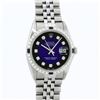Image 2 : Rolex Mens Stainless Steel Blue Vignette Diamond & Sapphire Datejust Wristwatch