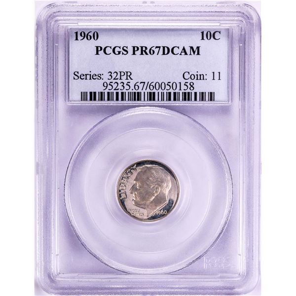 1960 Proof Roosevelt Dime Coin PCGS PR67DCAM