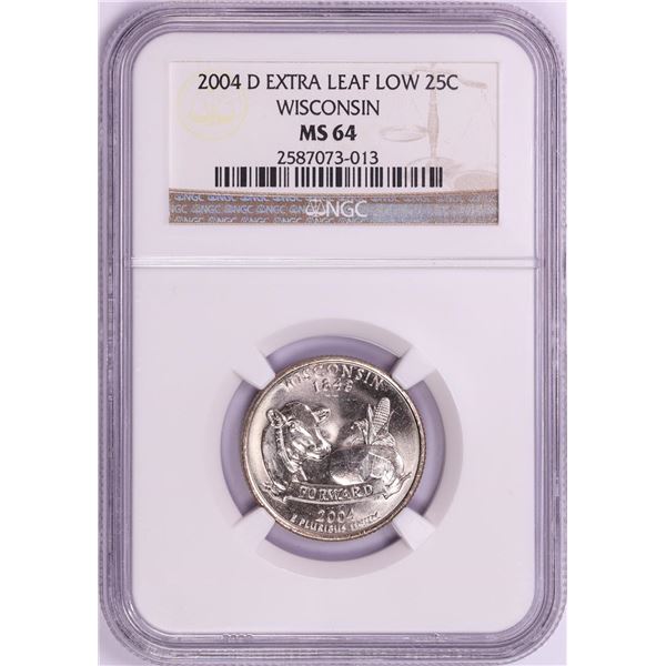 2004-D Wisconsin Extra Leaf Low Quarter Coin NGC MS64