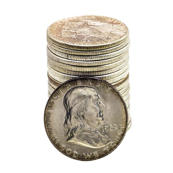 Roll of (20) Brilliant Uncirculated 1962 Franklin Half Dollar Coins