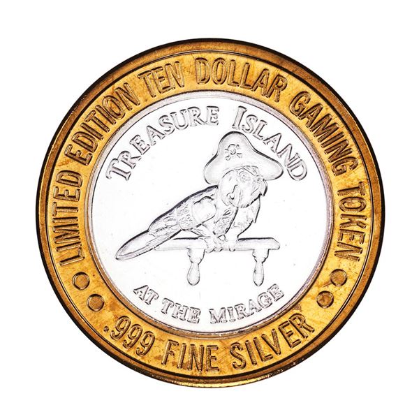 .999 Silver Treasure Island Las Vegas, Nevada $10 Casino Limited Edition Gaming Token