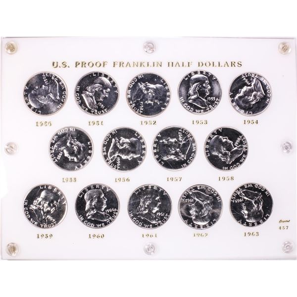 1950-1963 Proof Franklin Half Dollar Coin Set in Capitol Plastic