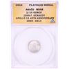 Image 1 : 2014 Proof 1/10 oz Platinum JFK Apollo 11 Anniversary Medal ANACS MS68