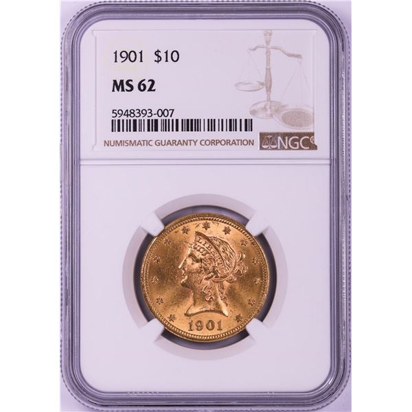 1901 $10 Liberty Head Eagle Gold Coin NGC MS62