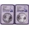 Image 1 : Lot of 2021 Type 1 & 2 $1 American Silver Eagle Coins NGC MS69 Early Releases