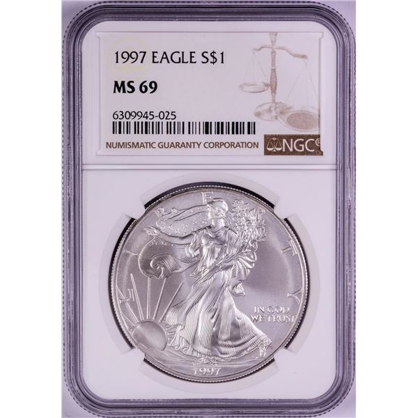 1997 $1 American Silver Eagle Coin NGC MS69