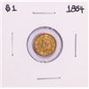 Image 1 : 1854 Type 1 $1 Liberty Head Gold Dollar Coin