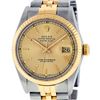 Image 2 : Rolex Mens Two Tone Champagne Tapestry Index Datejust Oyster Perpetual Wristwatch