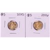 Lot of 2015-2016 $5 American Gold Eagle Coins