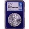 Image 1 : 2021 Type 1 $1 American Silver Eagle Coin NGC MS69 First Day of Issue Blue Core