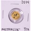 2014 Australia $5 Lunar Year of the Horse 1/20 Oz Gold Coin