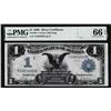 Image 1 : 1899 $1 Black Eagle Silver Certificate Note Fr.229 PMG Gem Uncirculated 66EPQ