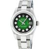 Image 2 : Rolex Ladies Stainless Steel Green Vignette Diamond Quickset Datejust Wristwatch