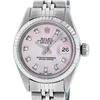 Rolex Ladies Stainless Steel Pink Diamond Oyster Perpetual Datejust Wristwatch